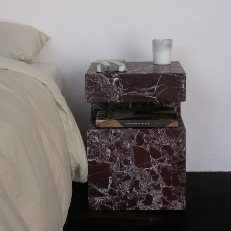Red Marble Bed Side Table