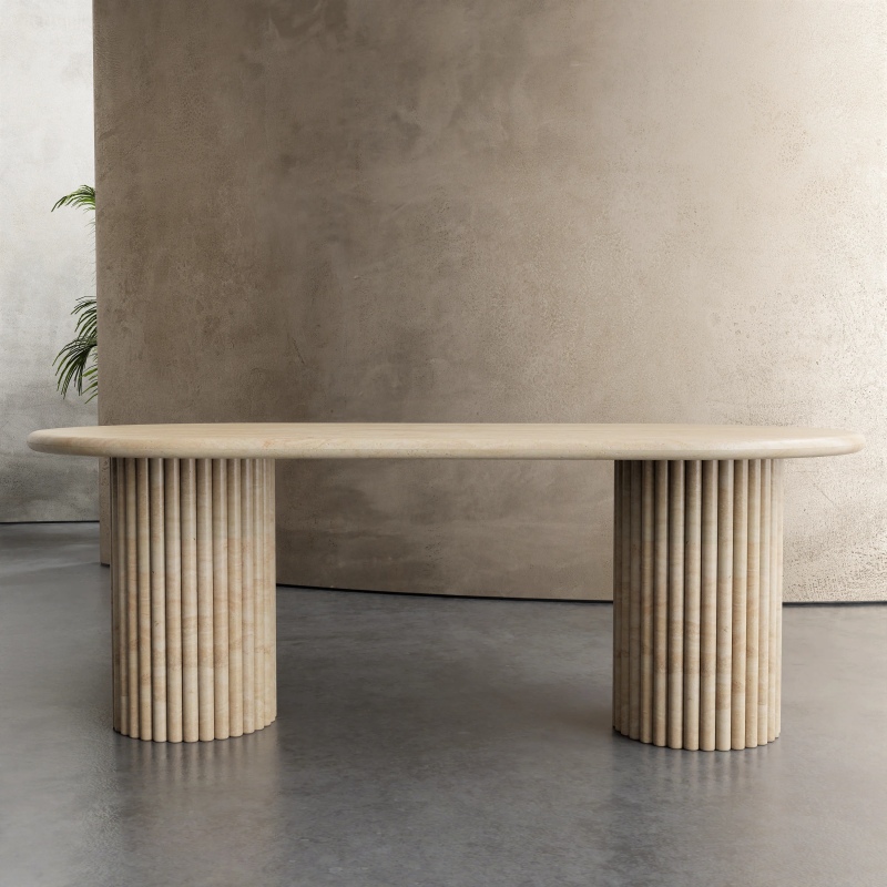 Oval Travertine Dining Table