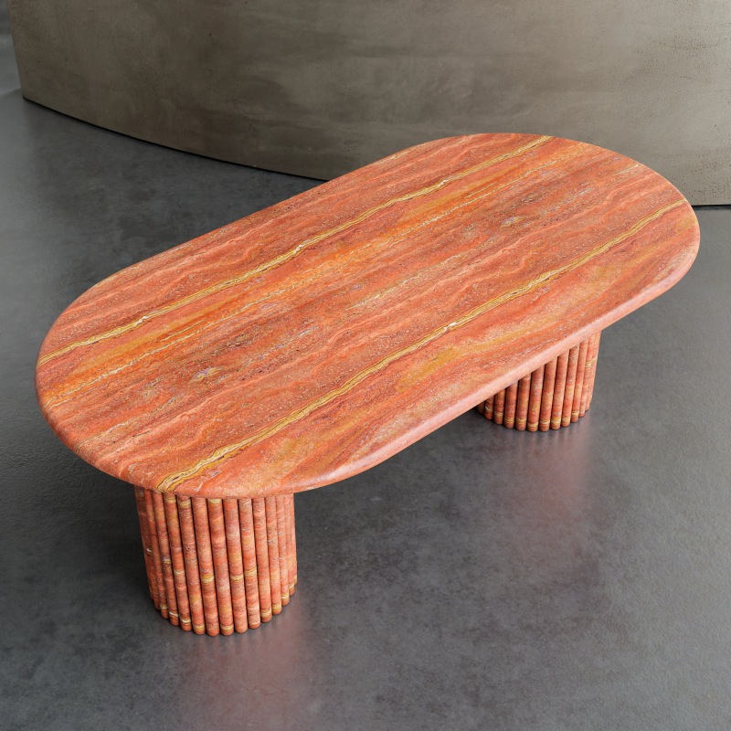 red travertine dining table