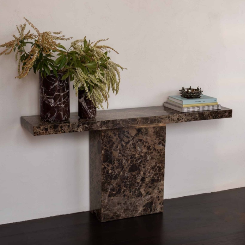 Dark Brown marble console table