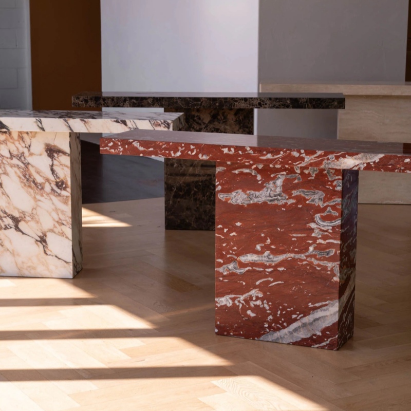 luxury beige travertine console table
