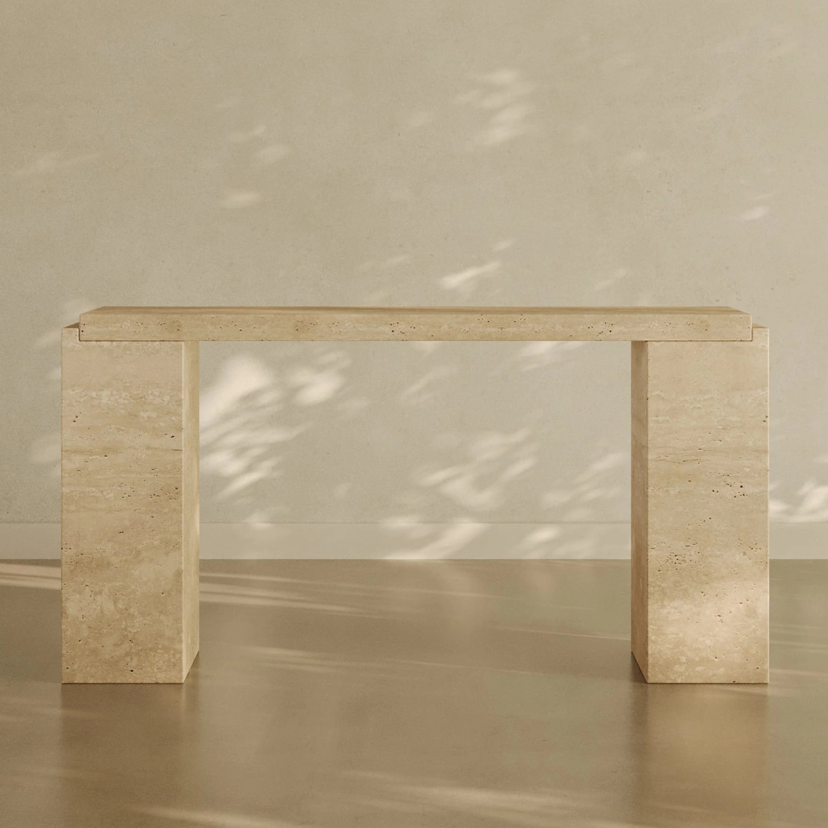 Beige Travertine console table
