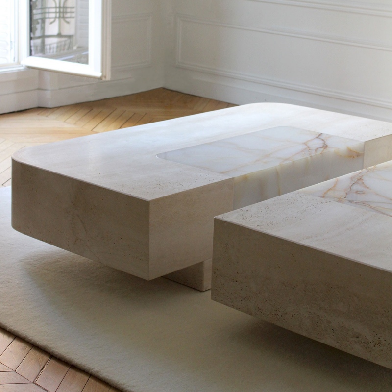 Custom Design Travertine Coffee Table