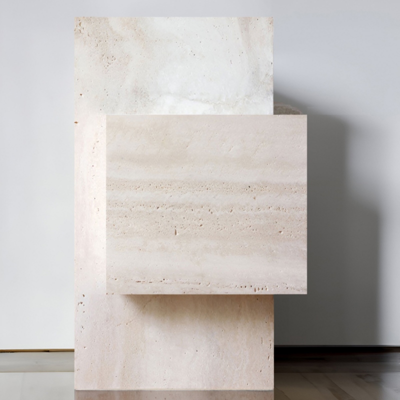 Beige Travertine Sofa Table