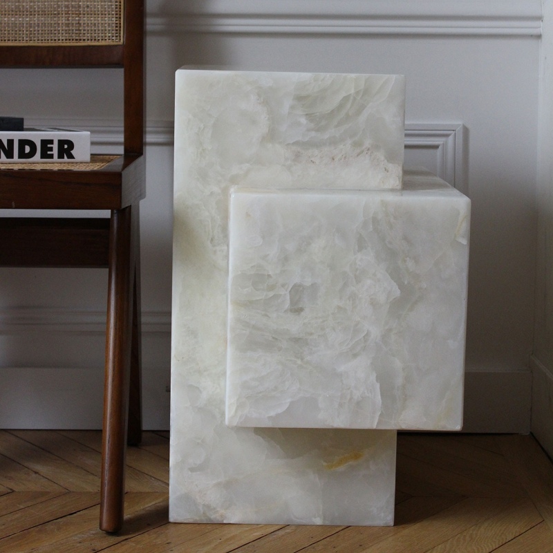 White Onyx Side Table for bedroom