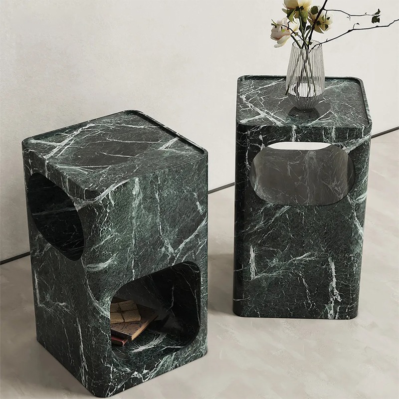 Verde Alpi Marble Sofa Side Table