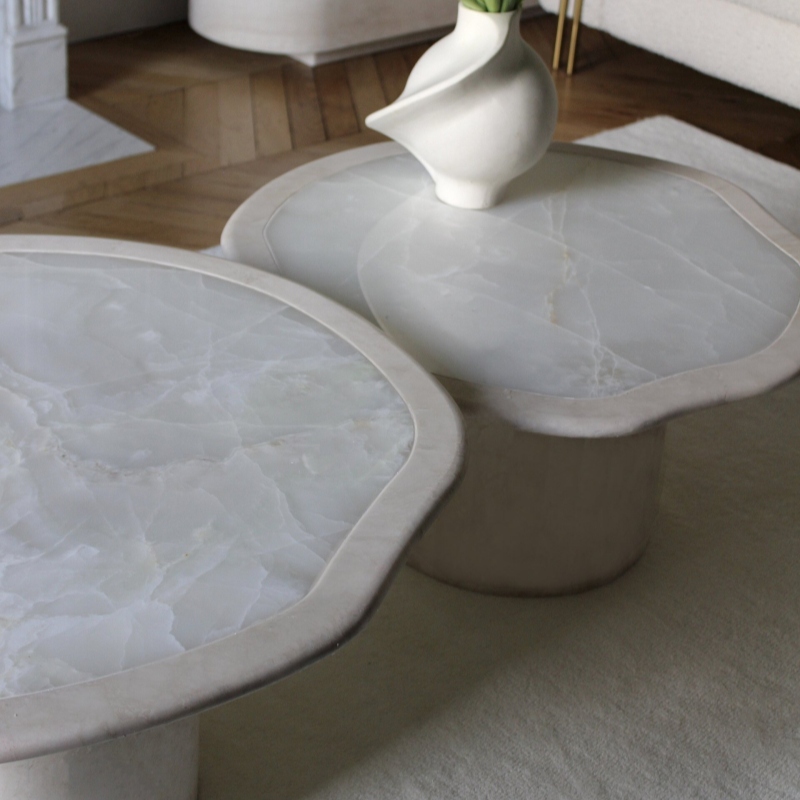 Beige Travertine Coffee Table for Living Room