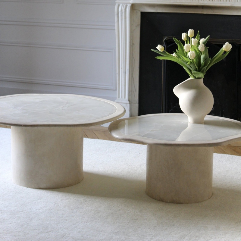 Travertine with Onyx Coffee Table