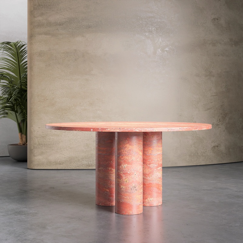 Red Travertine Table for Dining Room