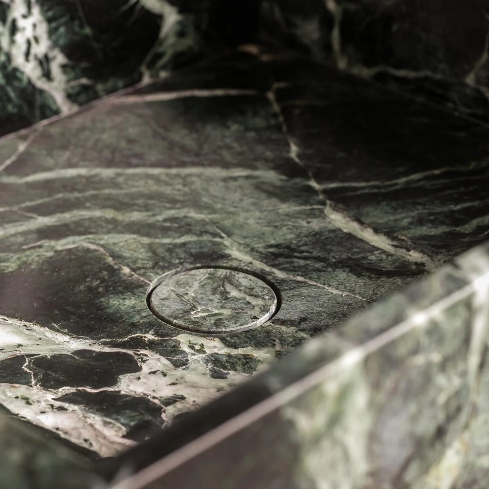 Lavabo sur pied en marbre Verde Alpi