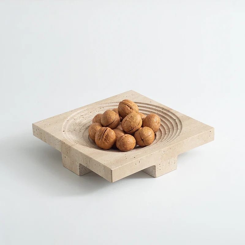 Square Beige Travertine Decoration Tray