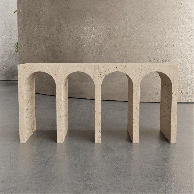 Beige Travertine Console Table